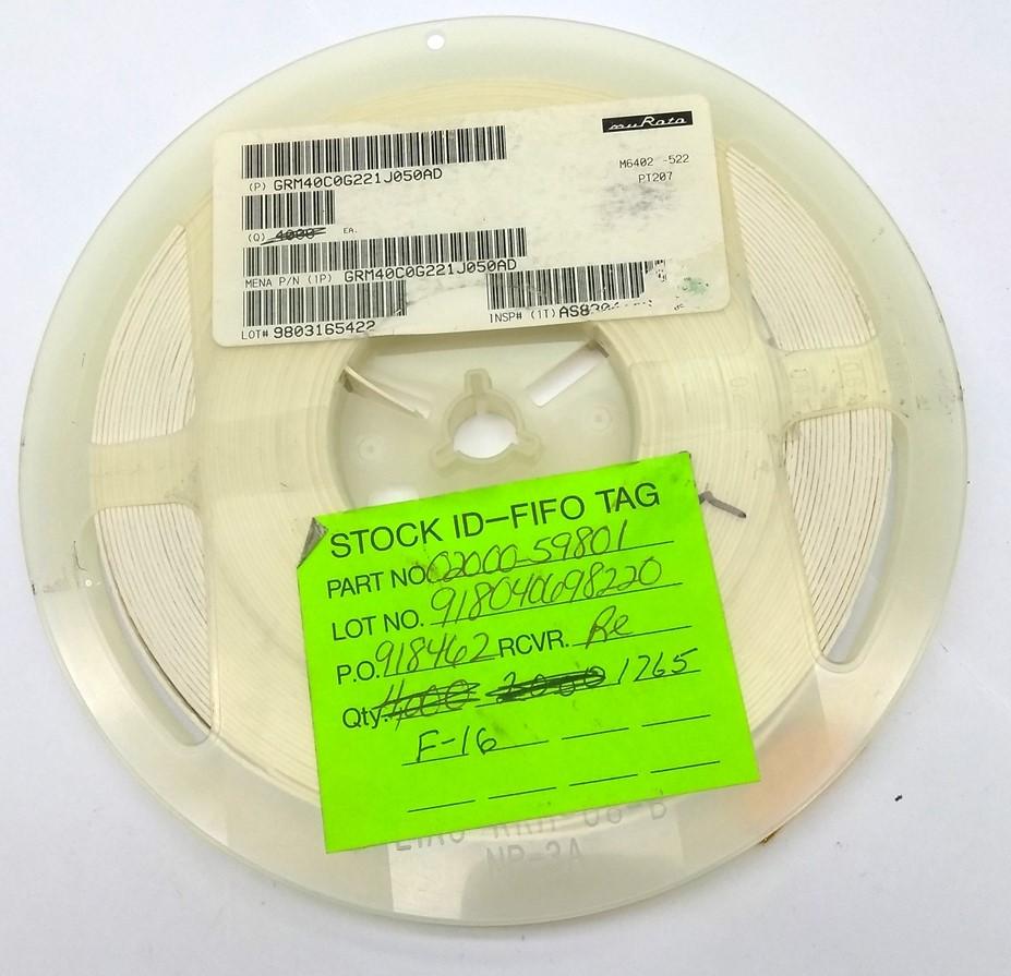 New Lot of 4000 Murata GRM40C0G221J050AD Multilayer Ceramic Capacitor 50V 220pF 5%