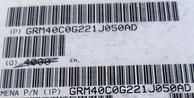 New Lot of 4000 Murata GRM40C0G221J050AD Multilayer Ceramic Capacitor 50V 220pF 5%