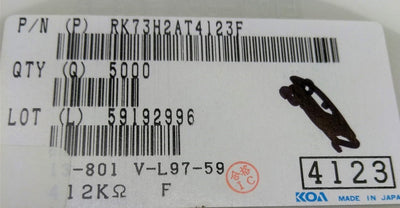 New Lot of 5000 KOA Speer RK73H2AT4123F Film Chip Resistor, 100mW 1% 100PPM 412k Ohm