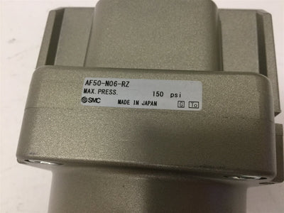 New SMC AF50-N06-RZ Pneumatic Filter, Ports: 3/4" NPT, Pressure: 150psi (1MPa)