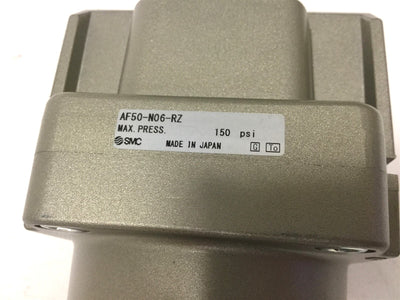 New SMC AF50-N06-RZ Pneumatic Filter, Ports: 3/4" NPT, Pressure: 150psi (1MPa)