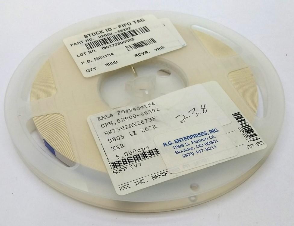New Lot of 5000 New KOA Speer RK73H2AT2673F Thick Film Resistor, .125W ±1% 267k Ohm