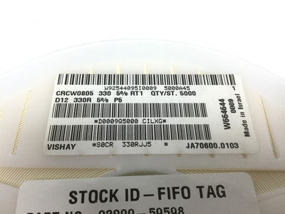 New Lot of 5000 New Vishay CRCW0805331JRT1 Thick Film Resistor, Resistance: 330 Ohm