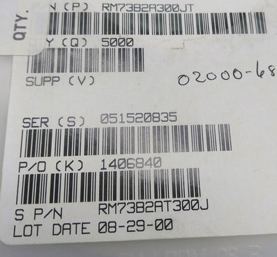 New Lot of 5000 KOA Speer RM73B2AT300J Thick Film Resistor .125W ±5% 30 Ohm 150V