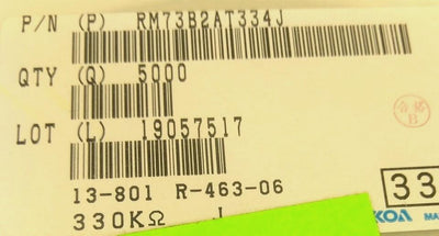 New Lot of 4000 KOA Speer RM73B2AT334J Thick Film Resistor .125W ±1% 330k Ohm 150V