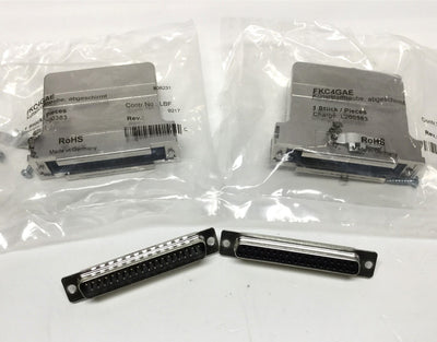 New Lot of 2 FCT Electronic FKC4GAE D-Sub Backshell, Straight w/ M&F DB37 Connectors