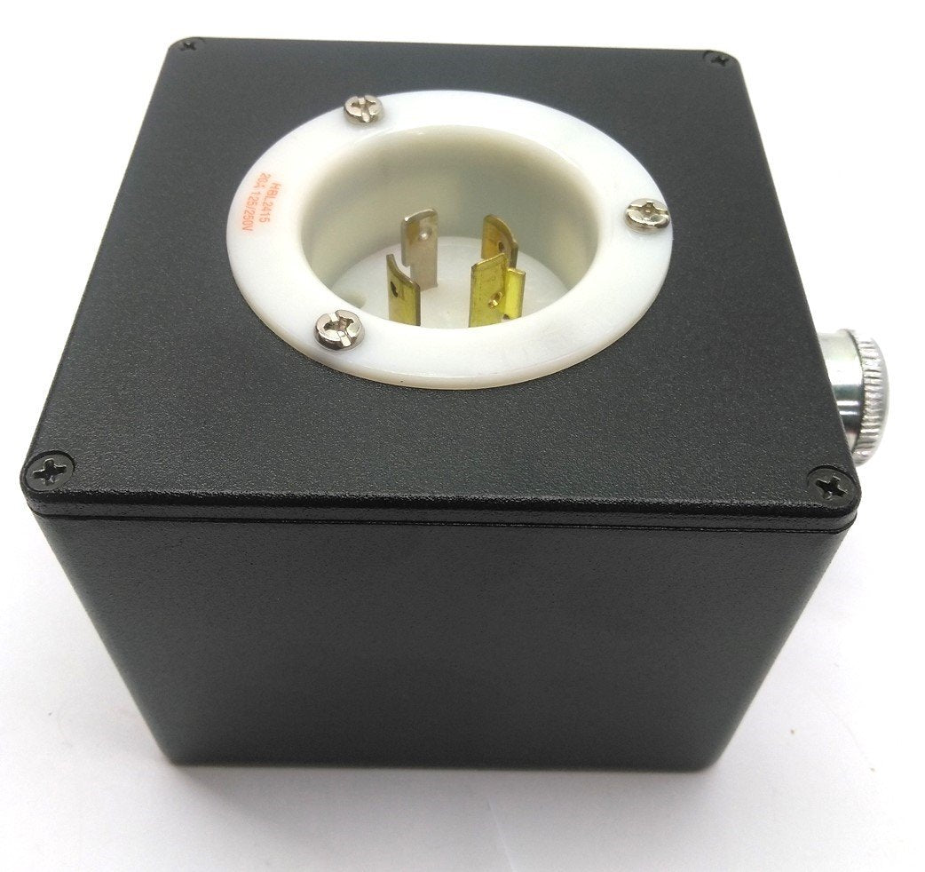 Used Hubbell HBL2415 Turn-Locking Male Receptacle & Enclosure, 3 Pole, 20A, 125/250V