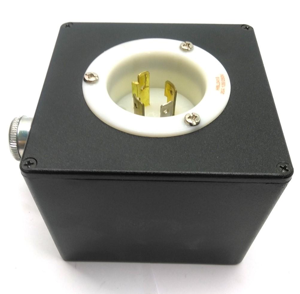 Used Hubbell HBL2415 Turn-Locking Male Receptacle & Enclosure, 3 Pole, 20A, 125/250V