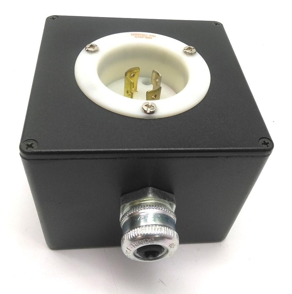 Used Hubbell HBL2415 Turn-Locking Male Receptacle & Enclosure, 3 Pole, 20A, 125/250V
