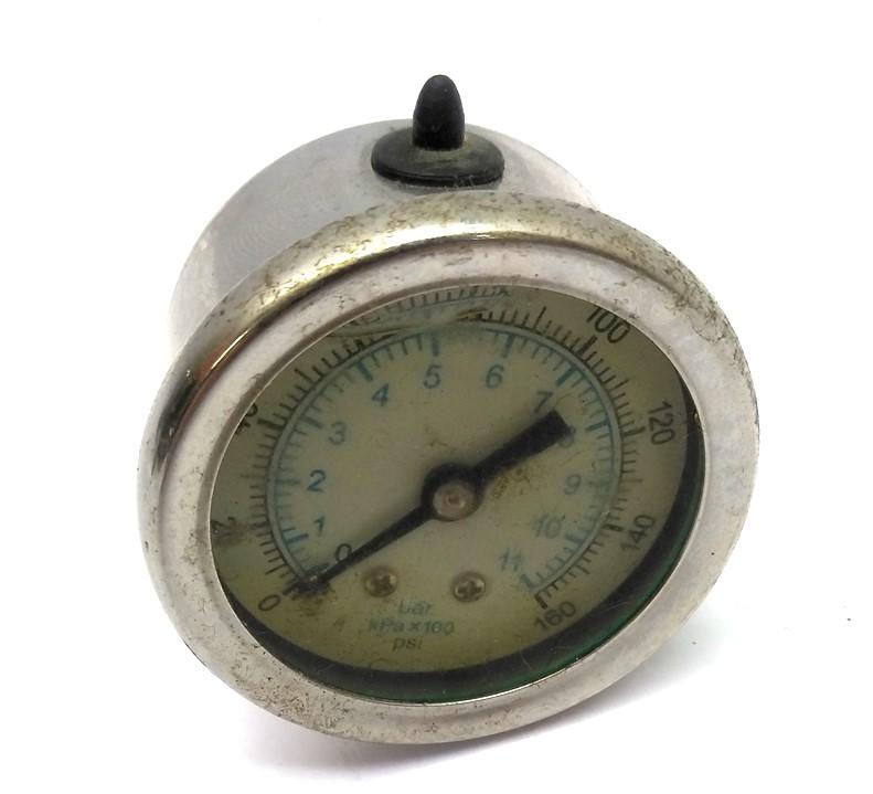 Used Lot of 3 Liquid Filled Pressure Gauge 1.57" Face 0-160PSI Back 1/8"NPT Stainless
