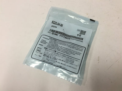 New Lot of 10 New SMC KQ2L04-06 Plug-In Reducer Elbow Fittings, Tubing OD: 4mm 5/32"