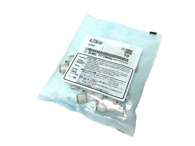 New Lot of 10 New SMC KJT06-00 Push-To-Connect Tube Tee Fittings, 6mm Tube OD
