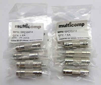 New Lot of 8 Multicomp SPC15414 RF/Coaxial Straight Adapter, Female to Female