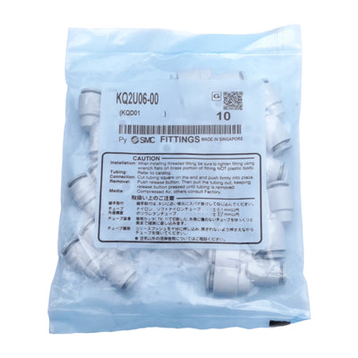 New Lot of 10 SMC KQ2U06-00 Pneumatic Union Y Fitting, ø6mm One-Touch, -100kPa~1MPa