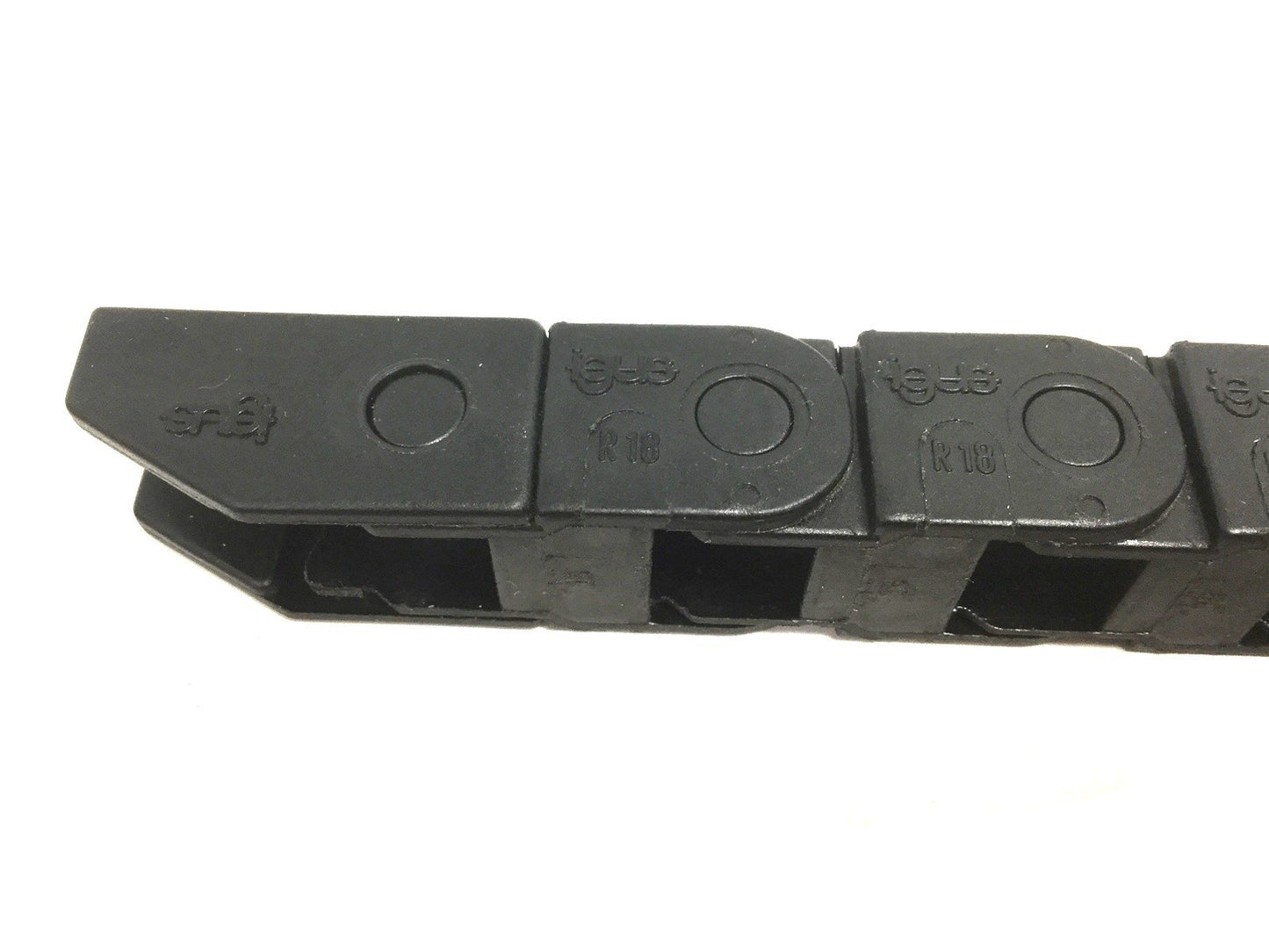 Used Igus 07-10-018 Energy Chain Bend Radius: 18mm, Length: 15-7/8", In-Width: 10mm