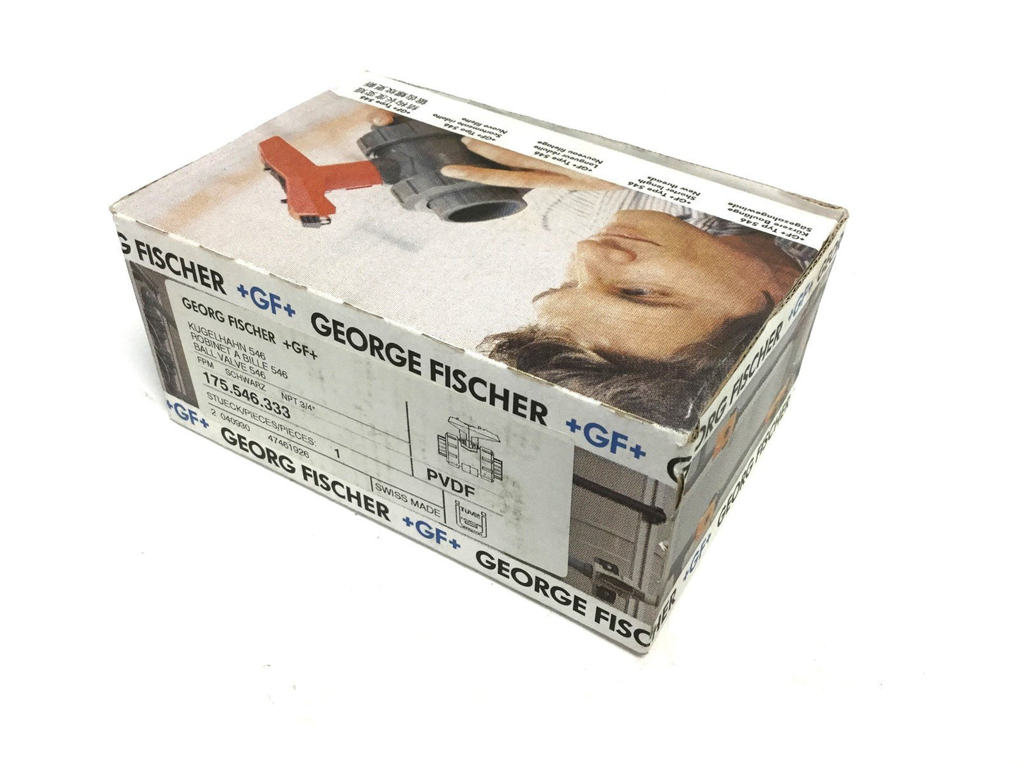 New George Fischer 175.546.333 Ball Valve Ports: 3/4" NPT, Wetted Material: PVDF