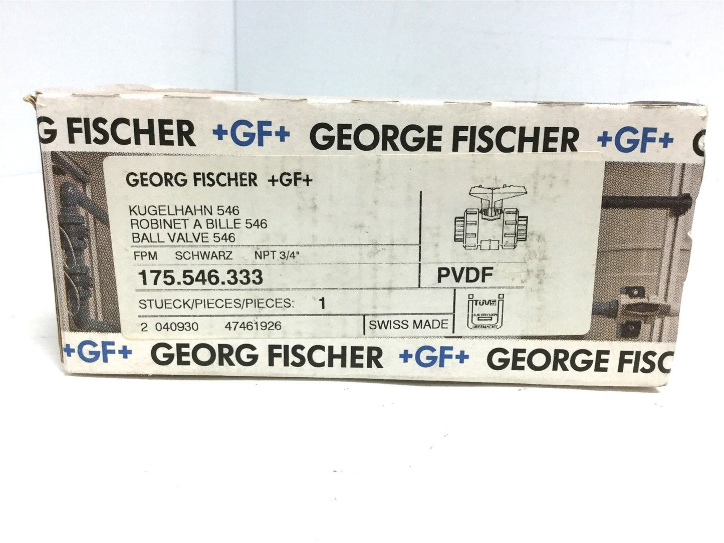 New George Fischer 175.546.333 Ball Valve Ports: 3/4" NPT, Wetted Material: PVDF