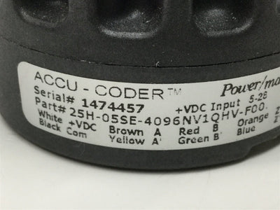 Used Power/Mation 25H-05SE-4096NV1QHV-F00 Accu-Coder Rotary Hollow Bore Encoder