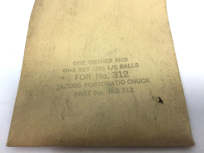 New Jacobs Multi-Craft B-B-312 One Washer & 25x 1/8 Balls For Portomatic Chuck