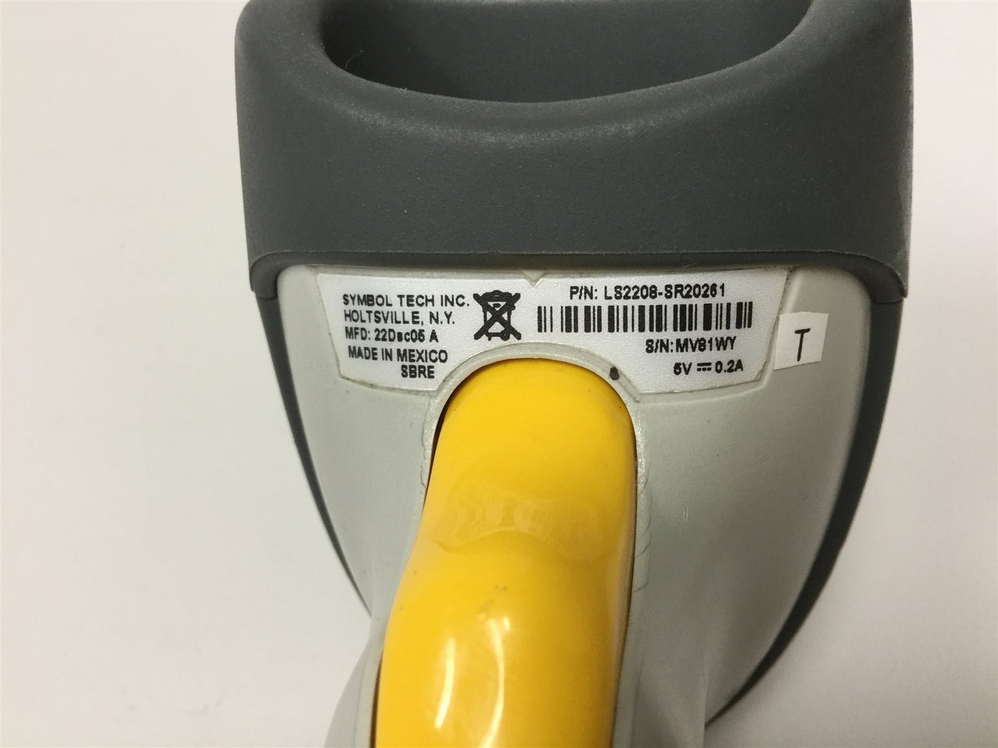 Used Symbol LS2208-SR20261 Handheld Barcode Scanner, Power: 5VDC 0.2A, 650nm Laser
