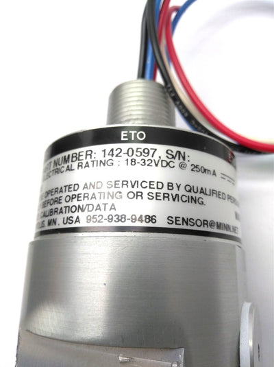 Used SEC 142-0597 Ethylene Oxide Gas Detector 0-2000mg/l Max 1-55PSI 3/4" NPT 24VDC