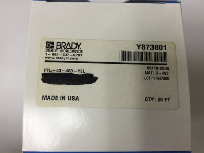 New Brady PTL-43-483 Thermal Labels, Roll Length: 50', Label Width: 1.9", Yellow