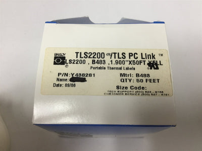 New Brady Y438281 Thermal Label, Roll Length: 50', Label Width: 1.9", Yellow