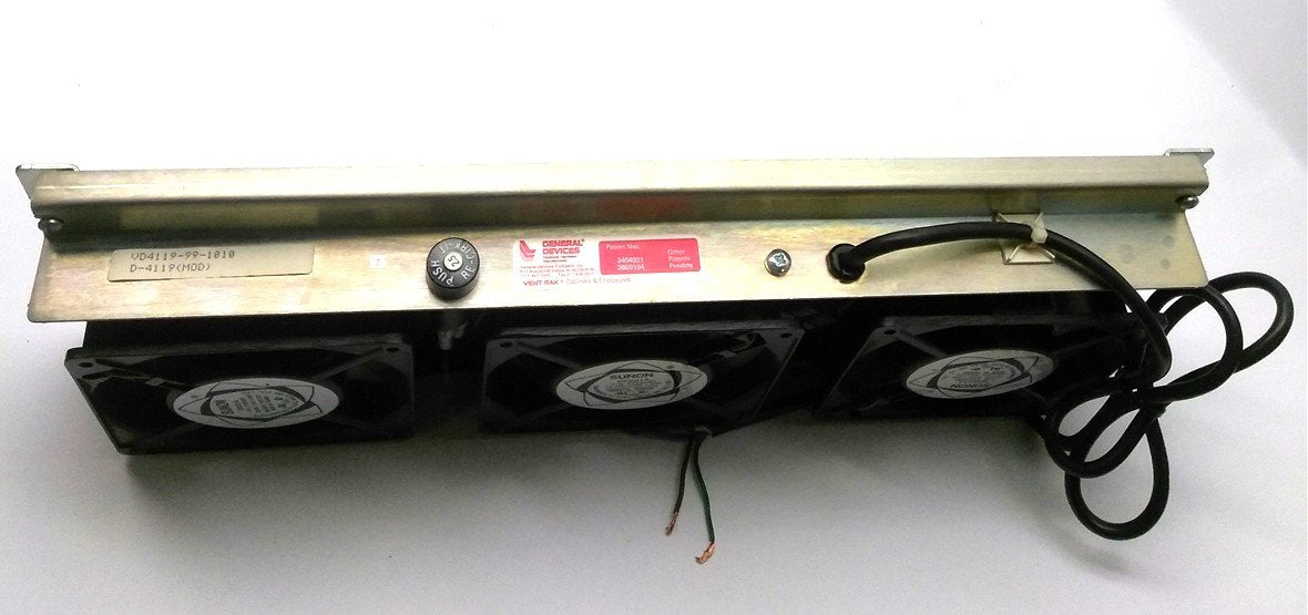 Used General Devices VD4119-99-1011 Mountable Fans 3x 120mm Fans 240VAC 17.75" x 6.5"