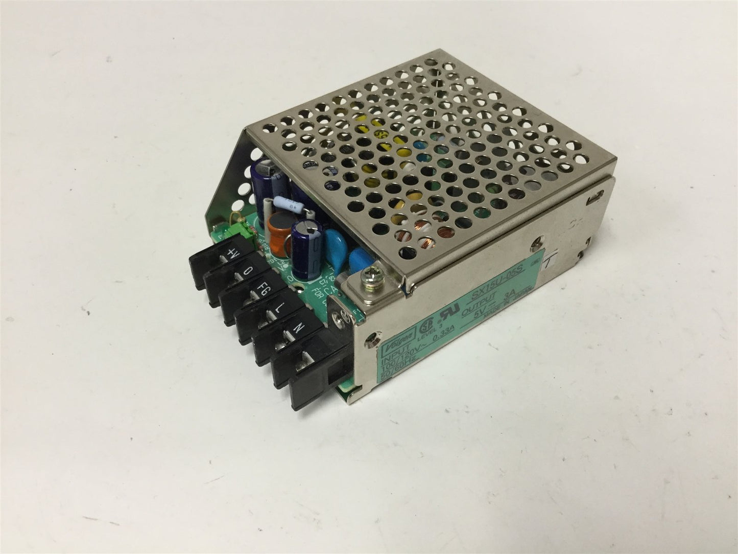 Used Volgen SX15U-05S Power Supply, Input: 100/120VAC 0.33A 50/60Hz, Output: 5VDC 3A
