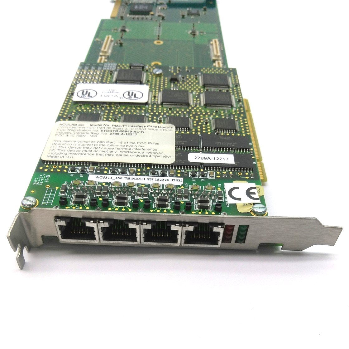Used Aculab AC6200 Prosody X PCI Card, 4x RJ45, w/ AC6311 PMX Module, Octel 200/300