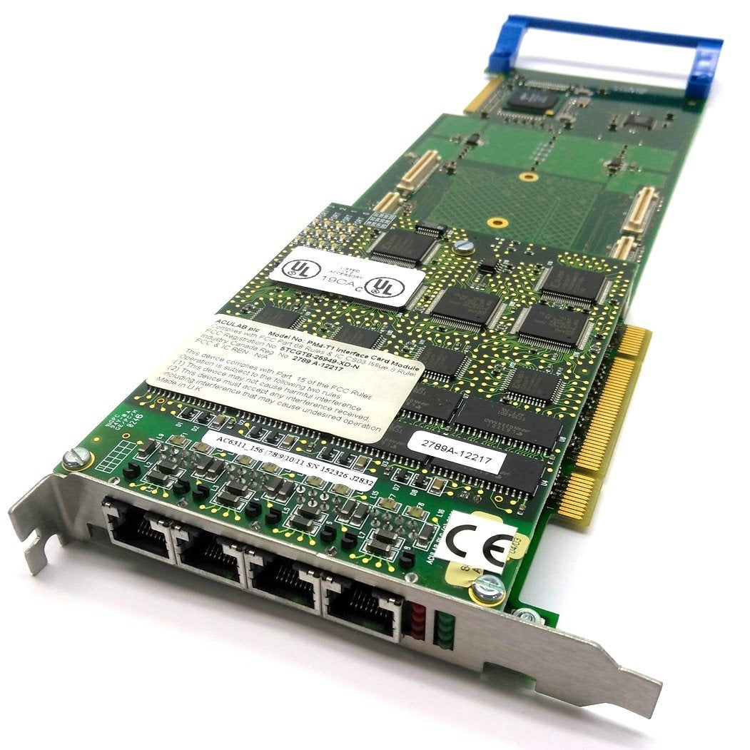Used Aculab AC6200 Prosody X PCI Card, 4x RJ45, w/ AC6311 PMX Module, Octel 200/300