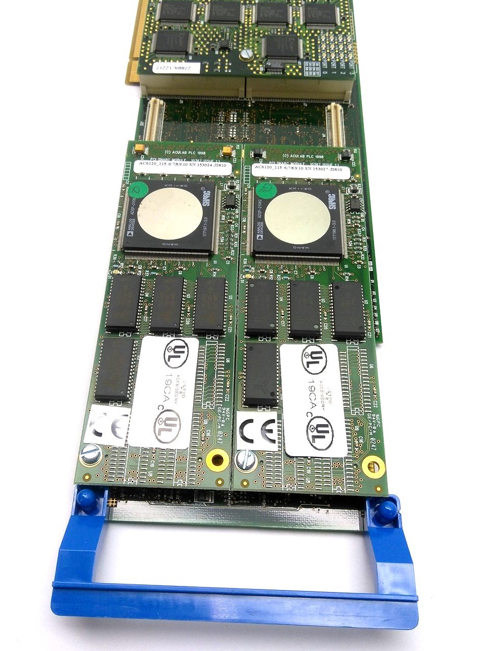 Used Aculab AC6190 Prosody X PCI Card 4x RJ45 w/ AC6311 PMX Module 2x AC6120 Daughter