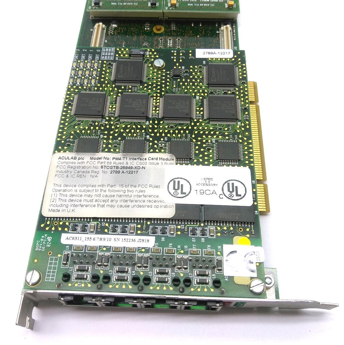 Used Aculab AC6190 Prosody X PCI Card 4x RJ45 w/ AC6311 PMX Module 2x AC6120 Daughter