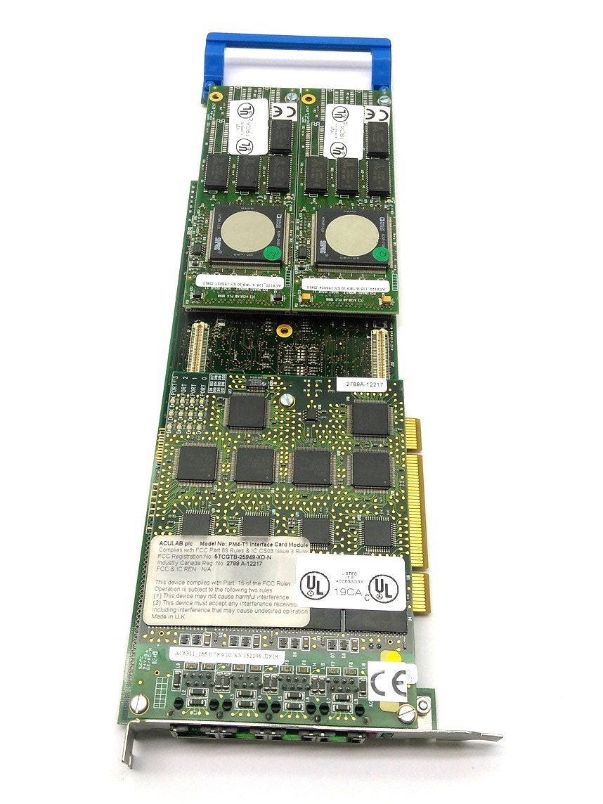 Used Aculab AC6190 Prosody X PCI Card 4x RJ45 w/ AC6311 PMX Module 2x AC6120 Daughter
