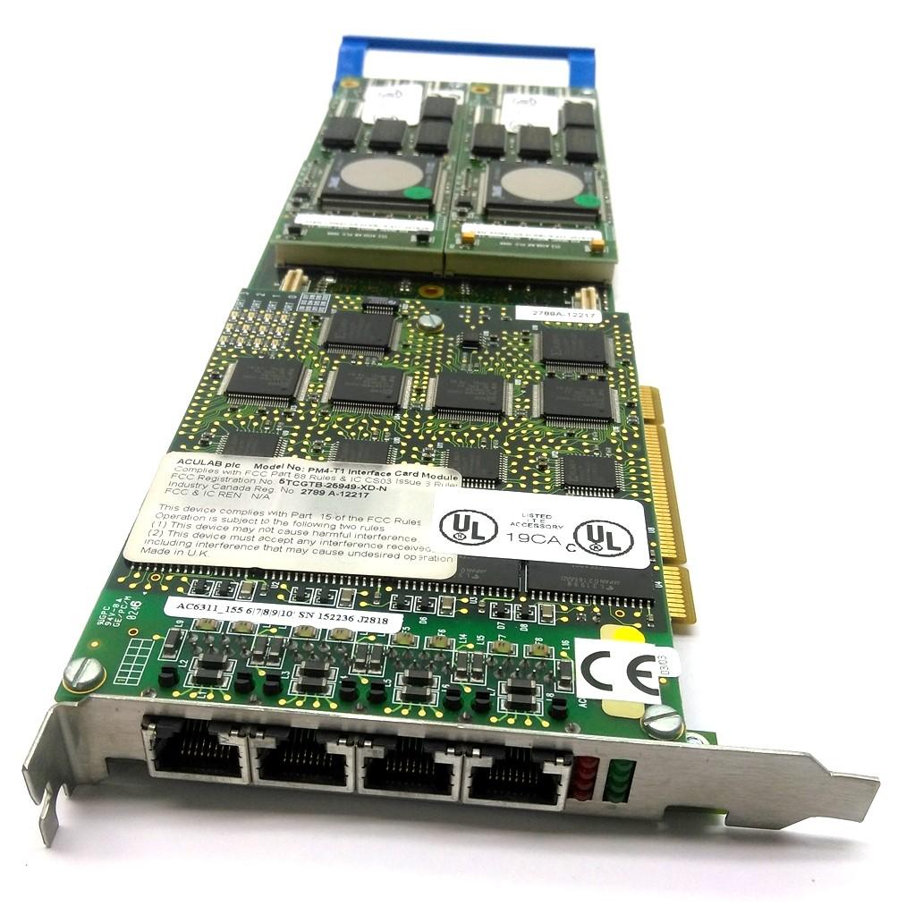 Used Aculab AC6190 Prosody X PCI Card 4x RJ45 w/ AC6311 PMX Module 2x AC6120 Daughter