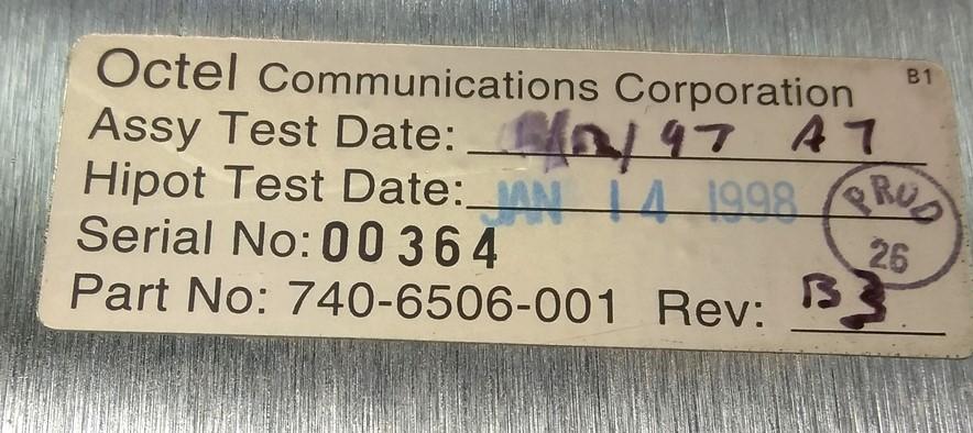 Used Octel 740-6506-001 DC Power Supply & 3.5" Floppy, FDD, Out: 42-60VDC In: 115VAC