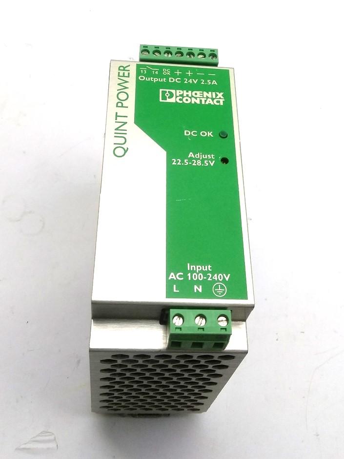 Used Phoenix QUINT-PS-100-240AC/24DC/2,5 Power Supply 100-240VAC IN, 24VDC 2.5A OUT