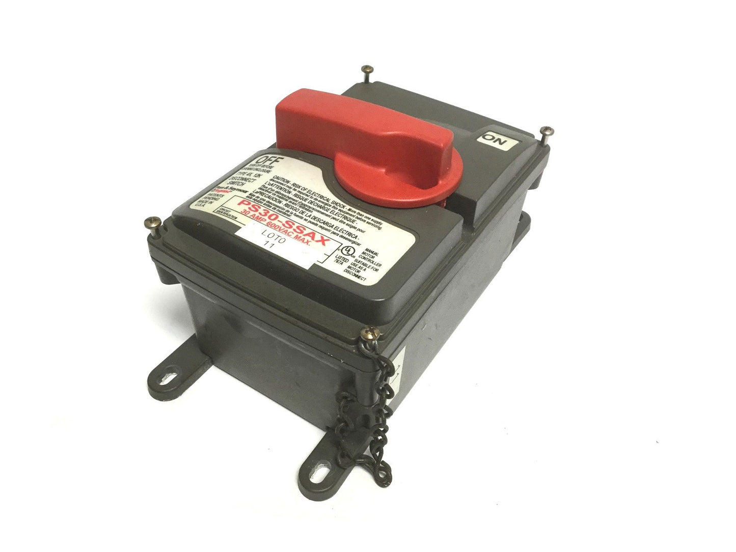 Used Pass and Seymour PS30-SS Circuit-Lock Safety Disconnect Switch 30A 600VAC Rating