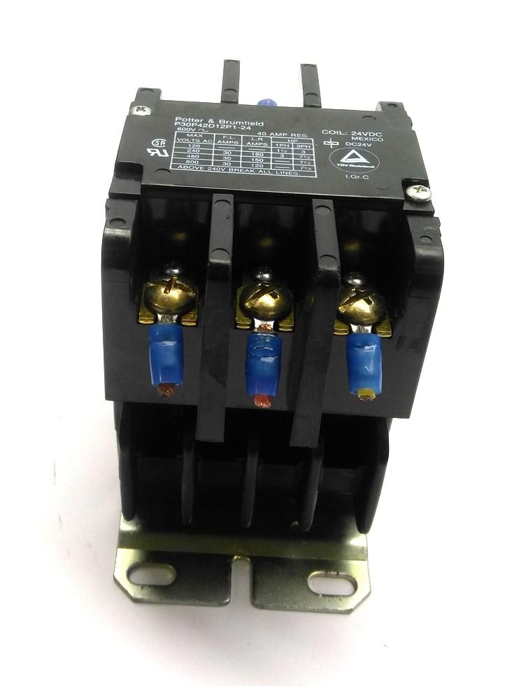 Used Potter & Brumfield P30P42D12P1-24 Contactor 24VDC Coil 30A 8 Terminals 600VAC