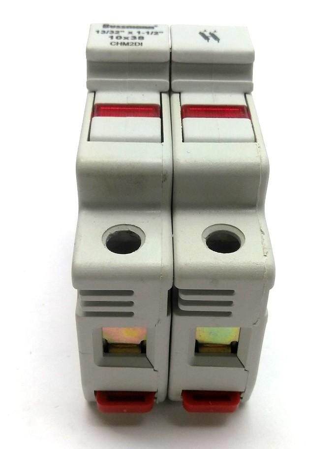 Used Lot of 2 Bussmann CHM2DI Fuse Holders 2 Pole Fuse 10x38 13/32 x 1 1/2" 30A 600V
