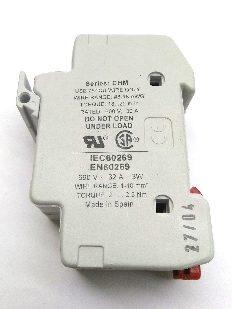 Used Lot of 2 Bussmann CHM2DI Fuse Holders 2 Pole Fuse 10x38 13/32 x 1 1/2" 30A 600V