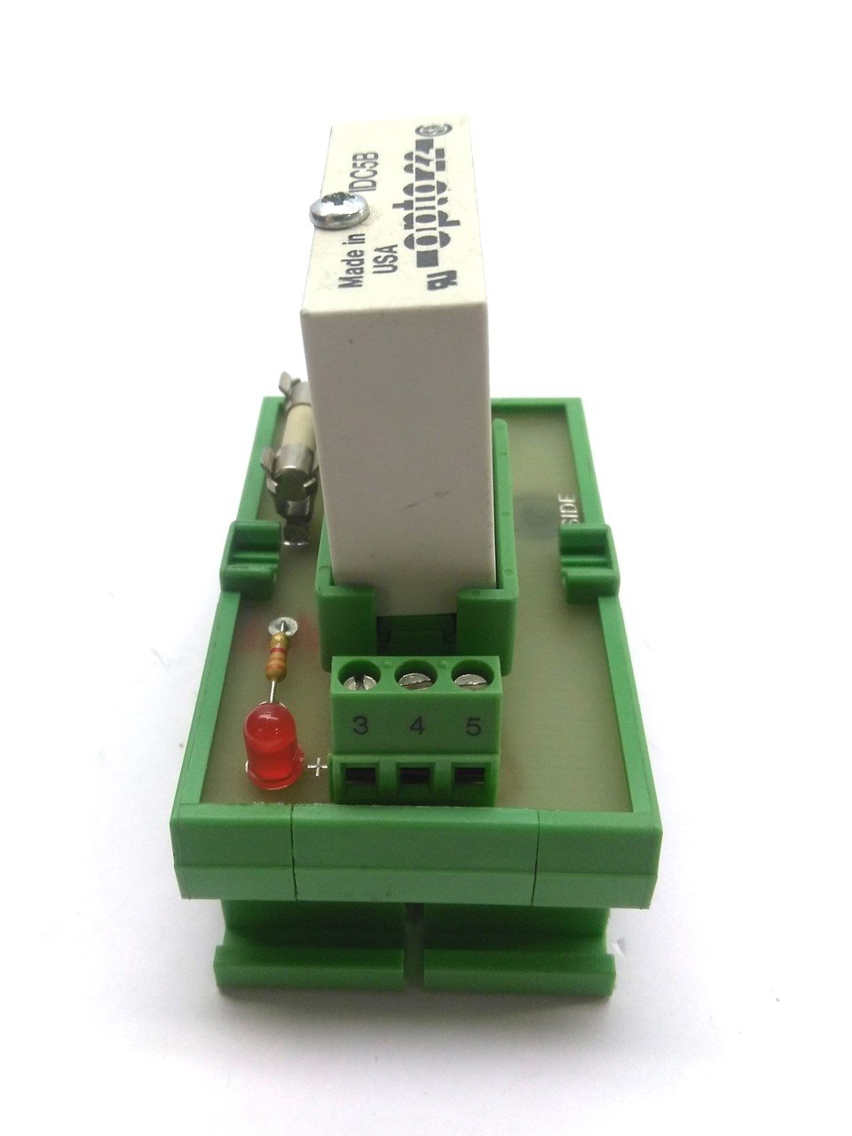 Used Phoenix Contact ESC-1 Relay Base Module, DIN Rail, LED, w/ Opto22 IDC5B Relay