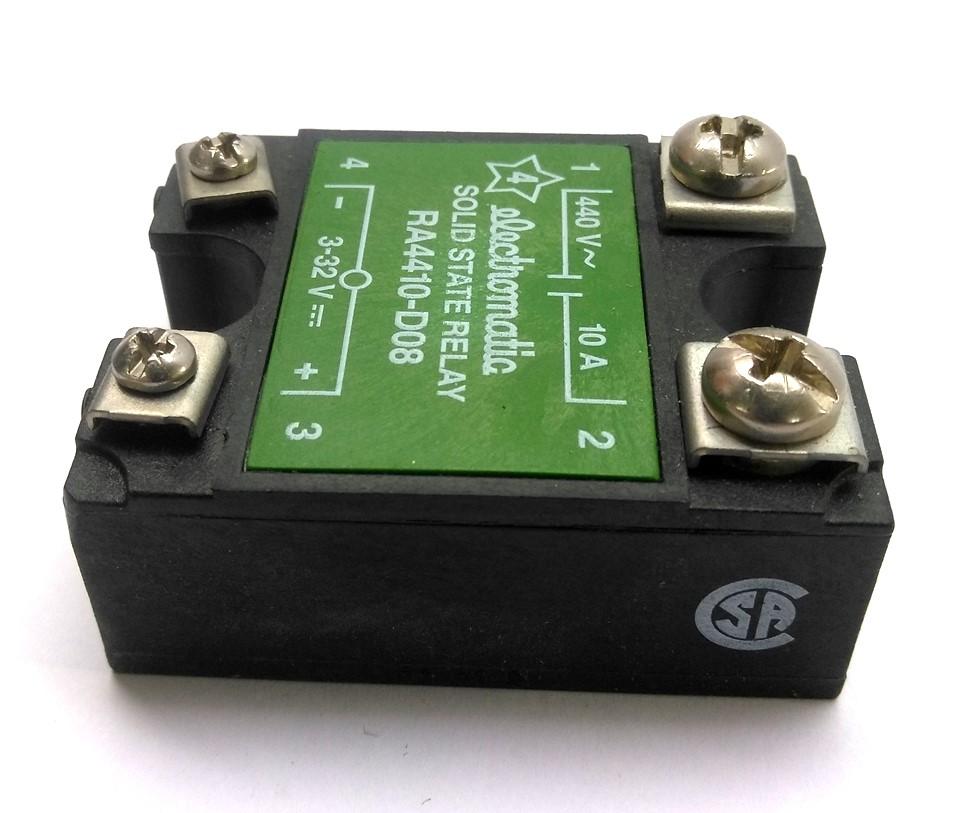 Used Electromatic RA4410-D08 Solid-State Relay, Control: 3-32VDC, Output: 440VAC 10A