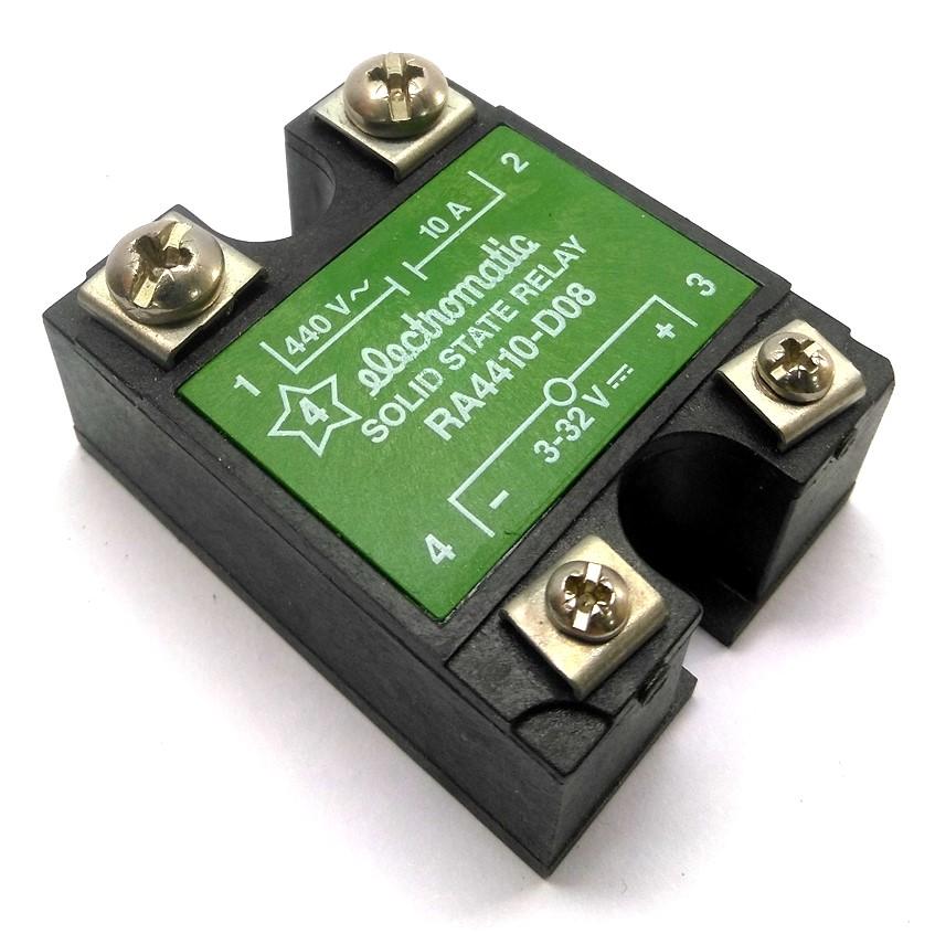 Used Electromatic RA4410-D08 Solid-State Relay, Control: 3-32VDC, Output: 440VAC 10A