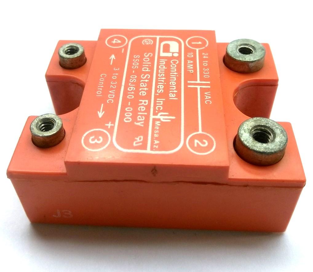 Used Lot of 2 Continental S505-0SJ610-000 Relay Control: 3-32VDC Out: 24-330VAC 10A