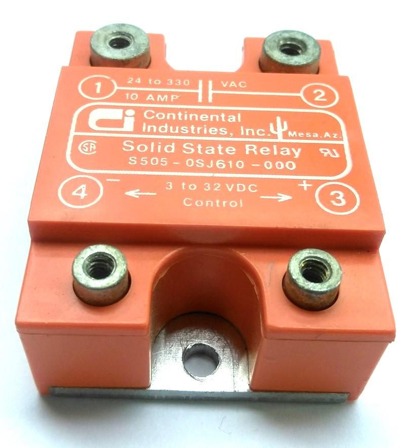Used Lot of 2 Continental S505-0SJ610-000 Relay Control: 3-32VDC Out: 24-330VAC 10A