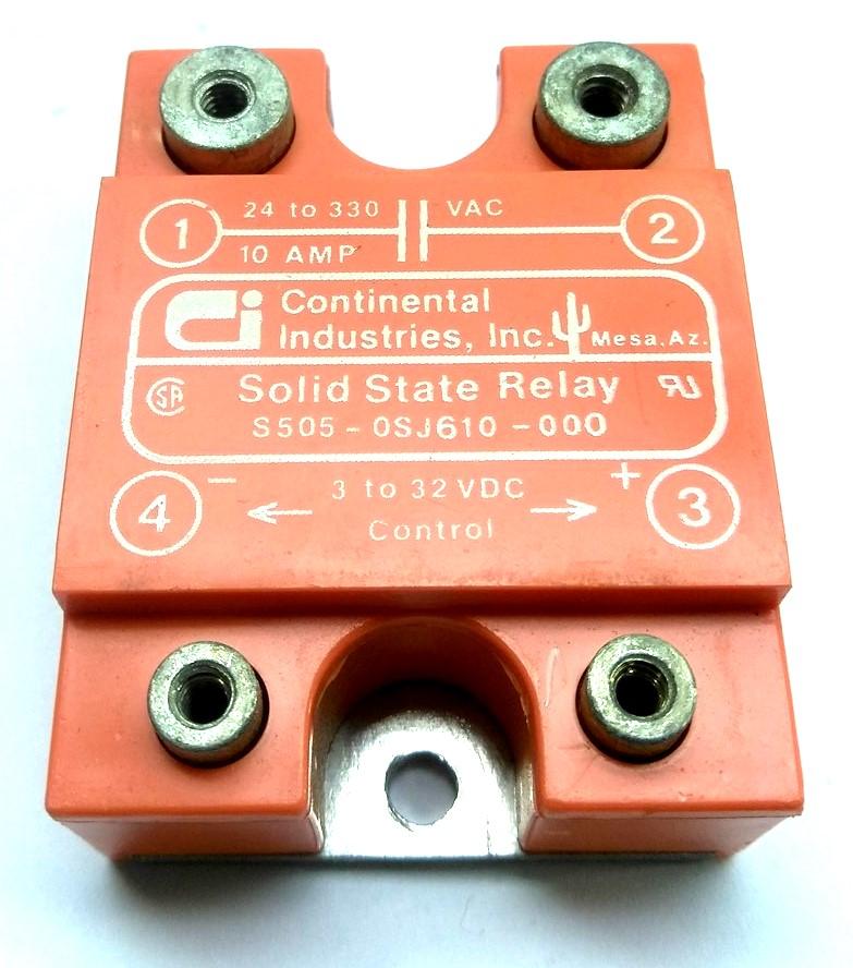 Used Lot of 2 Continental S505-0SJ610-000 Relay Control: 3-32VDC Out: 24-330VAC 10A
