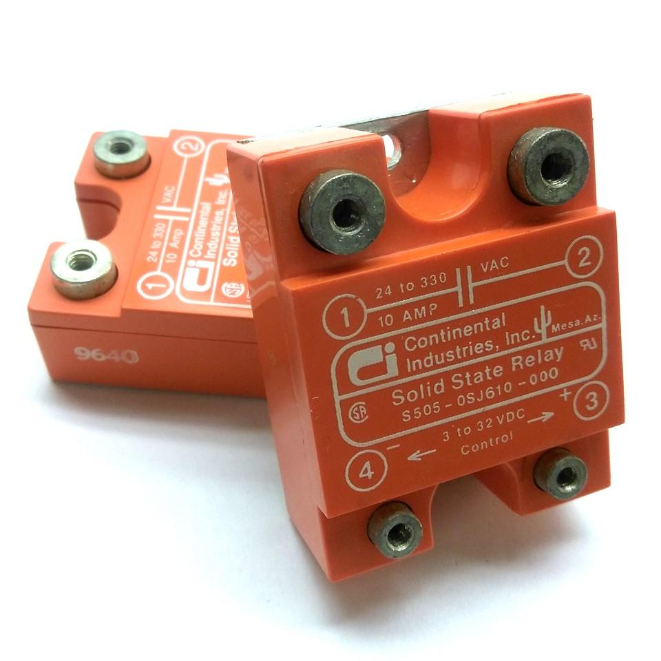 Used Lot of 2 Continental S505-0SJ610-000 Relay Control: 3-32VDC Out: 24-330VAC 10A