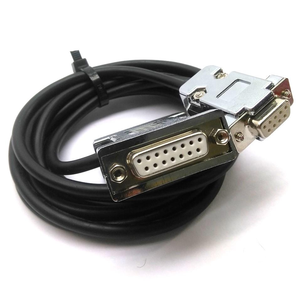 Used Ophir 1Z10141 Laser Power Meter Adapter/Cable, RS232, DB15 M/F, DB9, 2m Long