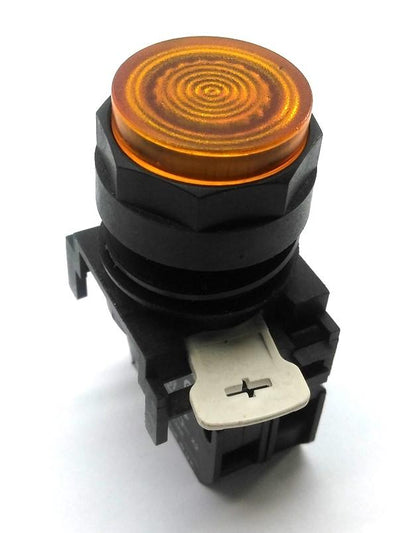 Used Cutler Hammer E22B2, E22R2 Illuminated Pushbutton Switch Amber N.O., 120V